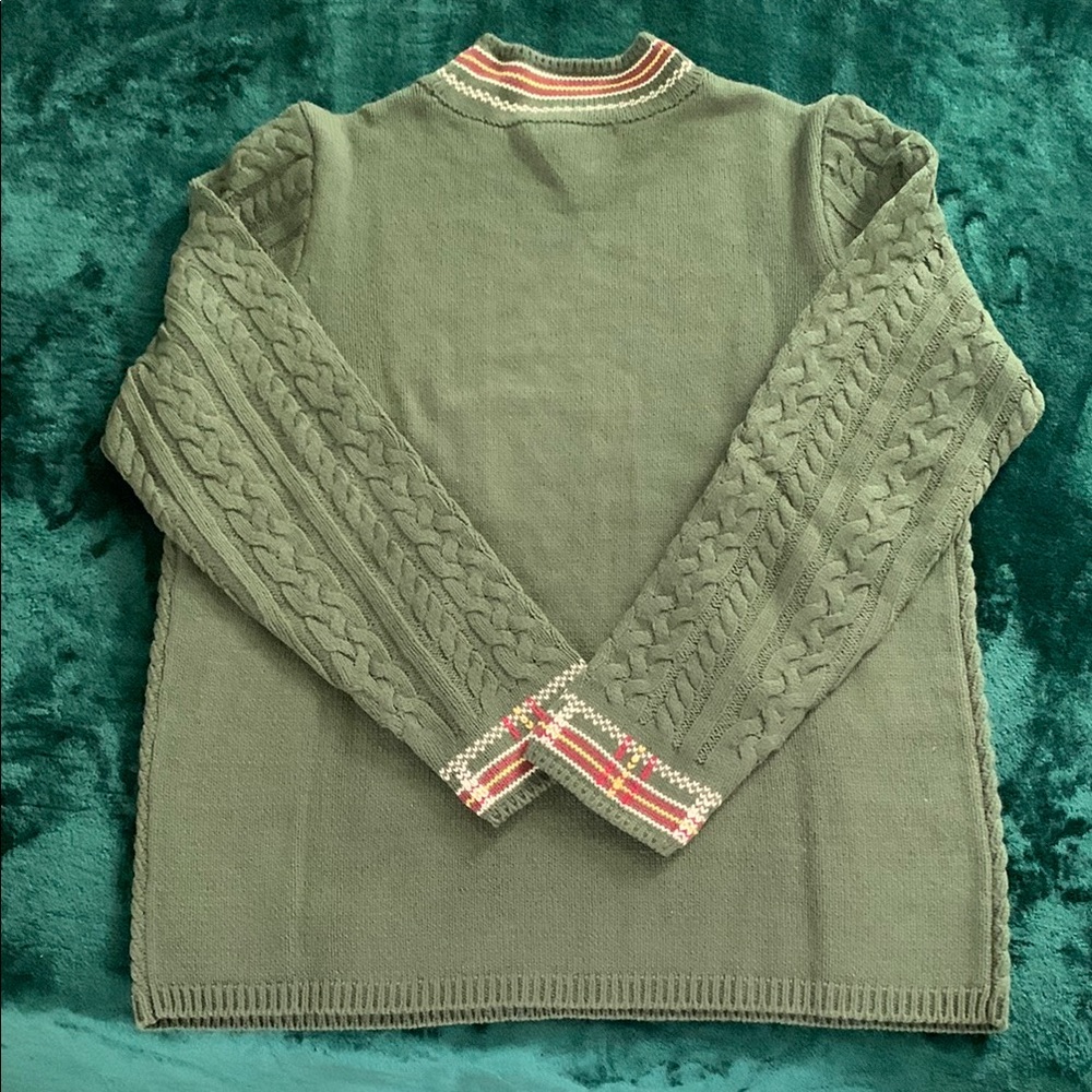 Forest Green Cable Knit Crewneck Sweater - Picture 5 of 8
